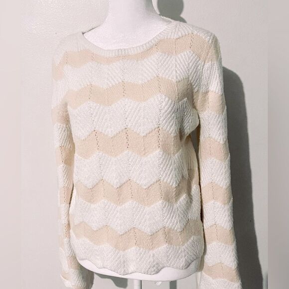 lauren conrad sweater Chevron Pastel crochet Scallop Hem Women’s S - Picture 1 of 8